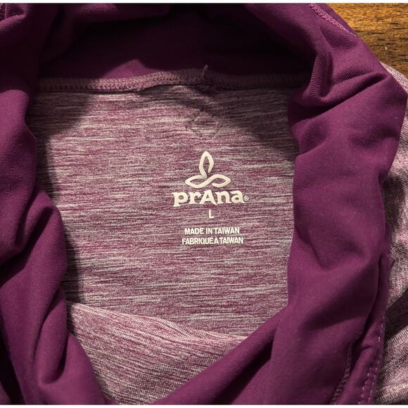 Prana Women’s Large Pullover Top Cowl Neck Purple Kangaroo Pocket Hiking Layer - Picture 3 of 8
